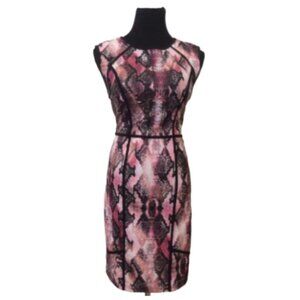 **Jennifer Lopez** Pink Multicolor Snakeskin Print Sheath Dress  Size 0 NWT